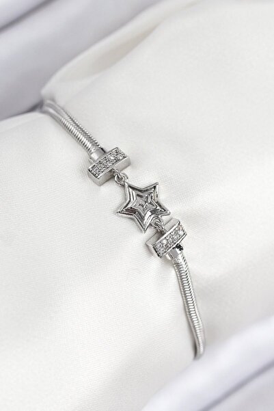 Skygo Brass Zircon Stone Star Model Silver Color Women's Bracelet - Tj-Bb7902