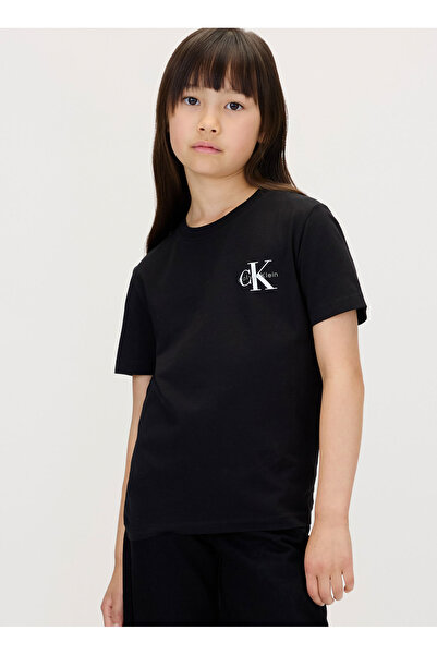 Calvin Klein Unisex Çocuk Chest Monologo Ss T-Shirt - Siyah