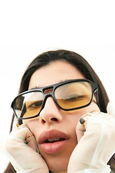 MACERATİ Turuncu Geometrik Unisex Güneş Gözlüğü Retro Stil Güneş Gözlüğü