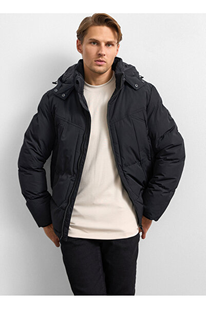 Back And Bond Siyah Relaxed Fit Puffer Mont