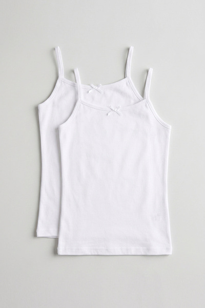OBJE Girl's White 2-Piece String Strap Undershirt