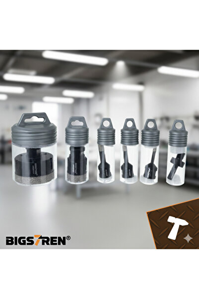 Bigstren Set 6 carote diamantate NewTech M14 6–68 mm pentru gresie, granit, piatră și ceramică, cu ghidaj