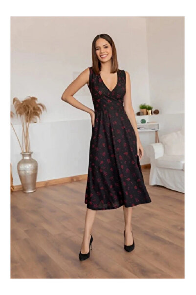 PARİS Rochie creponată cu model fulg de zăpadă cu mâneci zero