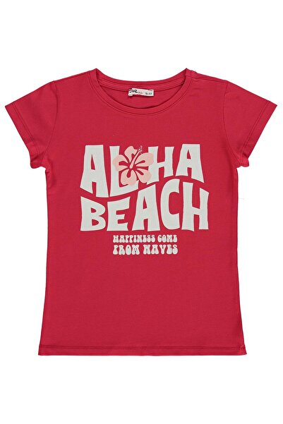 Civil Girls Tricou cu imprimeu Aloha Beach pentru copii de 10-13 ani - Roșu 1...