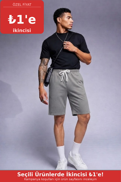 COMBİNE MİCHAİL Erkek Comfort Fit Diz Üstü Gri Şort