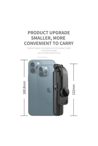 Techsuit Stick selfie cu trepied și telecomandă, 68 cm, mini - (L10) - negru