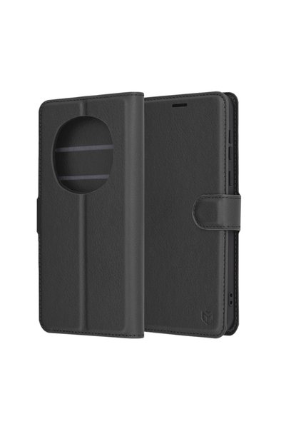 Techsuit Калъф за Honor Magic7 Pro - Кожен фолио калъф - Черен