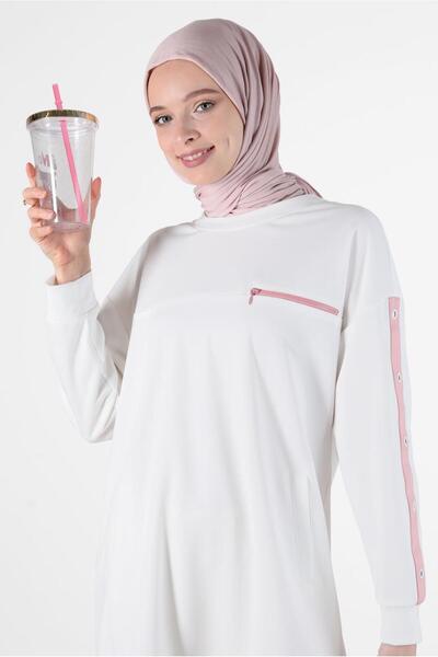 Alvina Eyelet Detailed Pocketed Tracksuit Tunic - 42854
