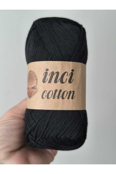 mixify İnci Cotton Knitting Yarn 100 Gr Black (1001) Amigurumi, Blanket, Bag, Vest, Crochet, Baby