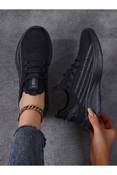E SPORT Siyah Unisex Hafif Triko Sneaker Ortopedik Ayakkabı-015
