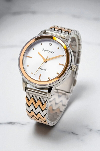 Ferrucci Silver&Rose Gold Steel Band & Stylish Design, Women's Wristwatch, 3A...