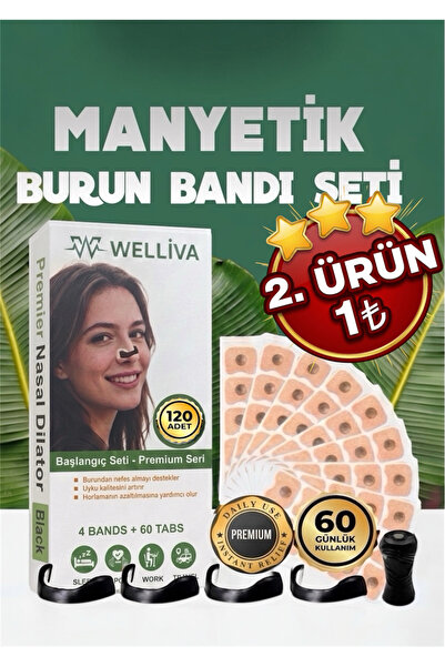 welliva Manyetik Burun Bandı Seti Premium 120’li , Horlama Azaltıcı Mıknatısl...