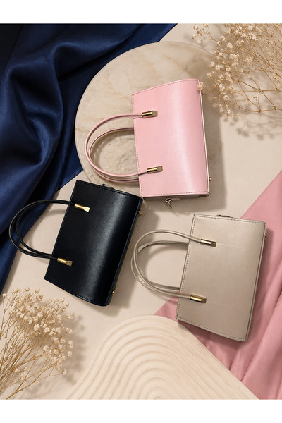 todays co Pink Leather Hand and Shoulder Bag with Gold Detail and Adjustable Strap