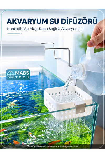Mabs Tech Akvaryum Su Difüzörü – Bitkili Tanklar İçin Kum ve Bitki Korumalı S...