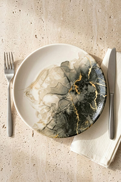 Farika Porselen Marble 6-Piece Porcelain Cake Set