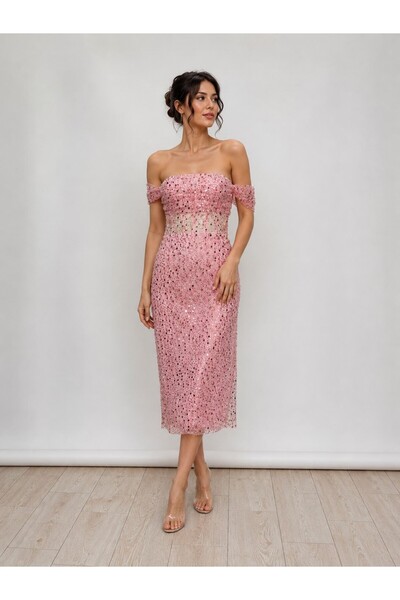 Regard Rochie de seară cu sârmă, mărime mare, lungime midi