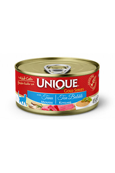Unique Gold Series Konserve Yaş Kedi Maması (Kıyılmış) Ton Balıklı Tahılsız Konserve Kedi Maması 85 Gr X 12 Adet