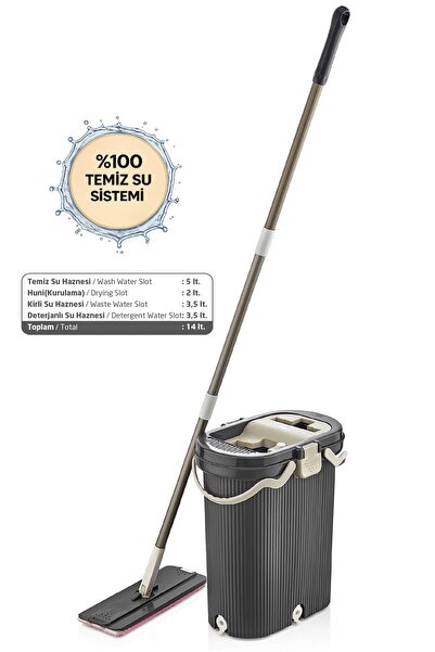 VİP AHMET Vipset Pro Tablet Mop Temizlik Seti %100 Temiz Su Antrasit (Temiz &...