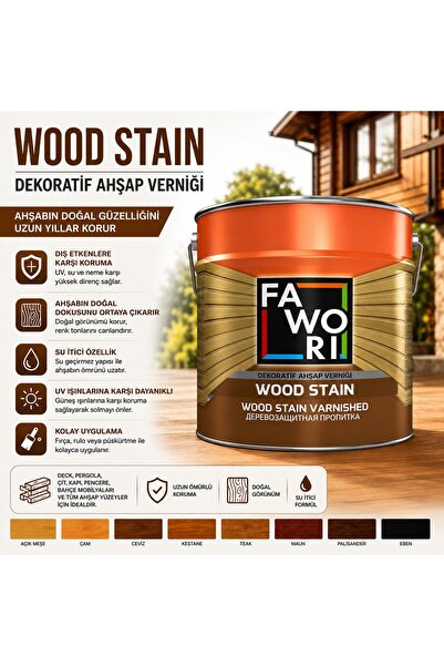 Fawori Wood Stain Vernikli Ahşap Koruyucu Ceviz