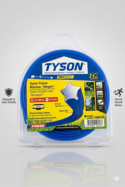 TYSON TIRPAN MİSİNASI ALTIGEN 32 METRE KALINLIK 4.00 MM YAKIT TASARRUFU HIZLI...