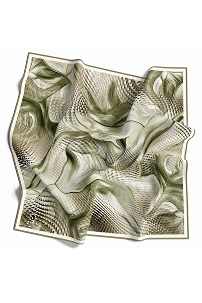 VİOLLA Twill Geometrik Ve Dalga Desenli Mint Yeşili Renkli 90x90 Eşarp (İpek ...