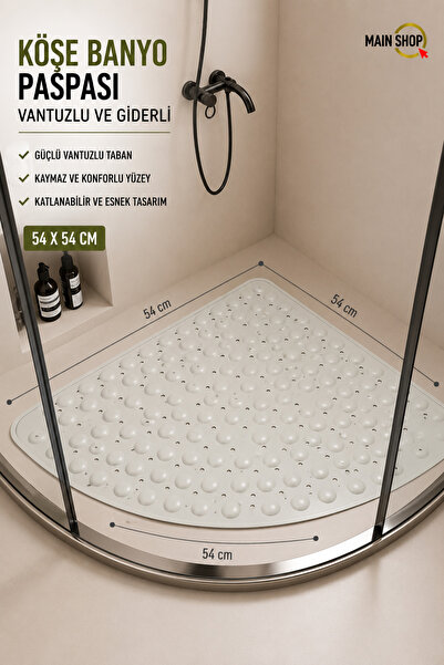 MAİN SHOP Duşa Kabin Küvet Içi Banyo Paspası 54X54 Cm Vantuzlu Banyo Ve Duş K...