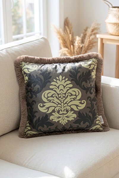 Alseko Concept Husă de pernă pătrată decorativă 43x43cm cu ciucuri de nurcă ș...