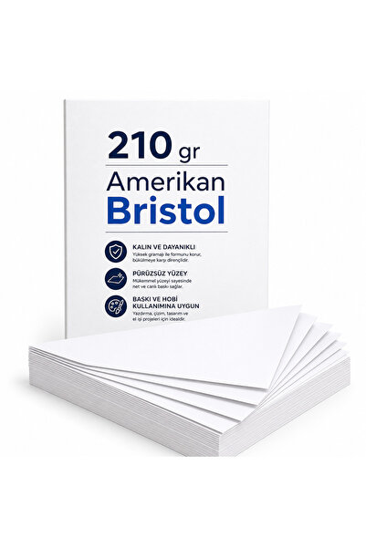 OzmeralBaskı Amerikan Bristol Karton A4 210 Gr - 200 Adet