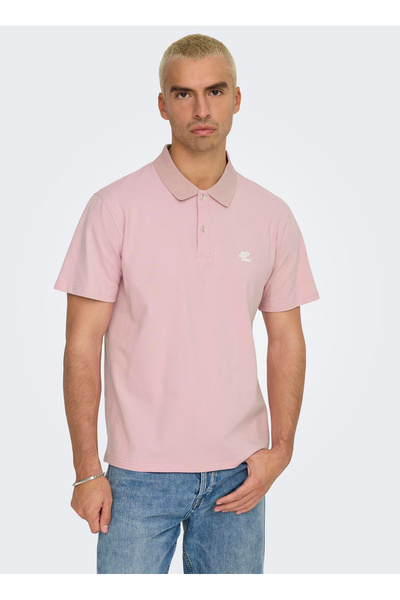 Only & Sons Purple Men's Printed Polo T-Shirt Onscooper Reg Ss Polo