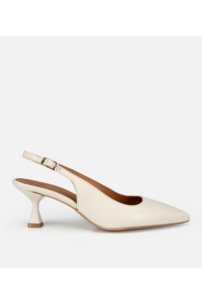 Hotiç Women's Leather Open-Back Short Heeled Shoes