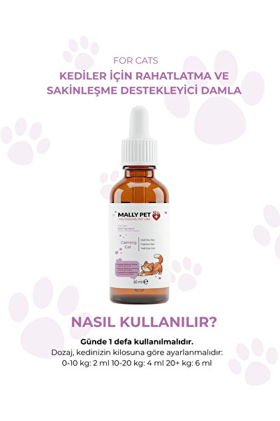 MALLY PET PROFESSIONEL PET CARE Kediler İçin Rahatlama ve Sakinleşmeyi Destekleyici Damla Calming Liquid 50 ml