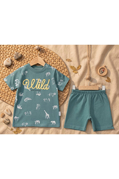 meyastore Boy's Shorts Set with Wild Print