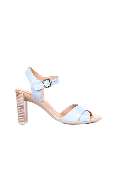 Bueno Shoes Sandale cu toc pentru femei din piele albastră 01wq4202