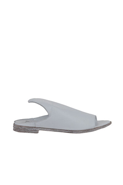 Bueno Shoes Λευκές Δερμάτινες Γυναικείες Παντόφλες Flat 01wn5019