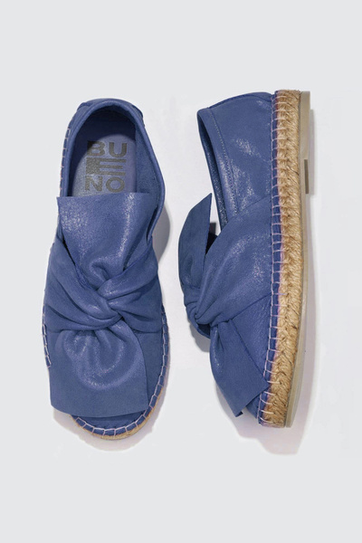 Bueno Shoes Pantofi espadrille de damă din piele lurex albastru marin 01wn3100