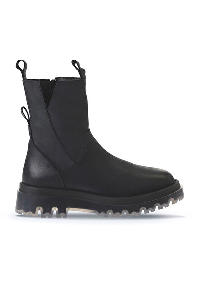 Bueno Shoes Cizme plate de damă din piele neagră 01wv1501