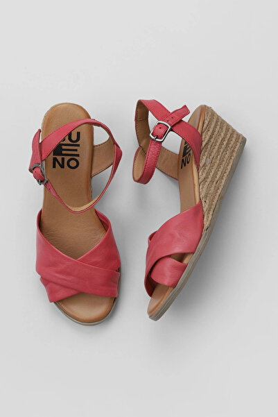 Bueno Shoes Sandale de damă din piele fucsia cu toc 01ws11100