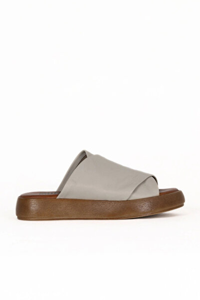 Bueno Shoes Papuci plati de damă din piele gri 01we1900
