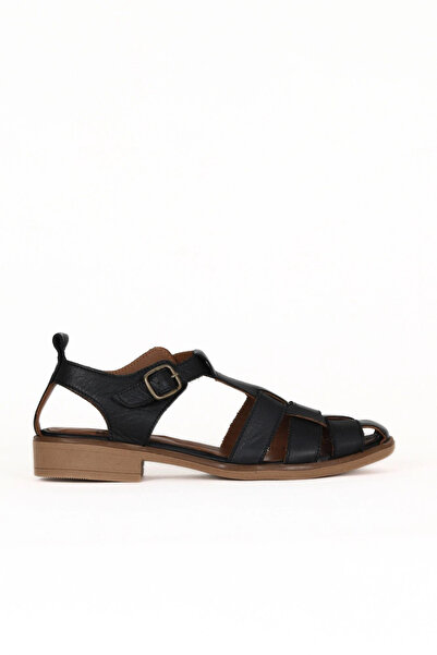 Bueno Shoes Black Leather Women's Heeled Sandals 01We2200