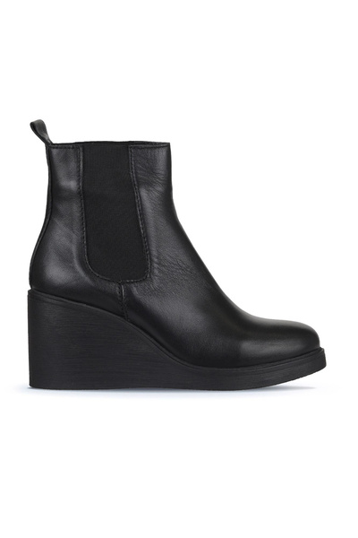 Bueno Shoes Cizme de damă din piele neagră cu toc pană 01wz8302