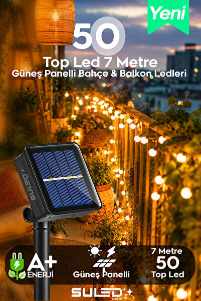 SULED 50 Top Ledli Solar 7 Metre Bahçe Aydınlatması Modlu Led Işık Gün Işığı ...