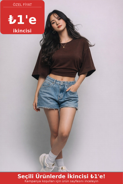 COMBİNE MİCHAİL Kadın Yazlık Kısa Kollu Kahve Crop Bluz