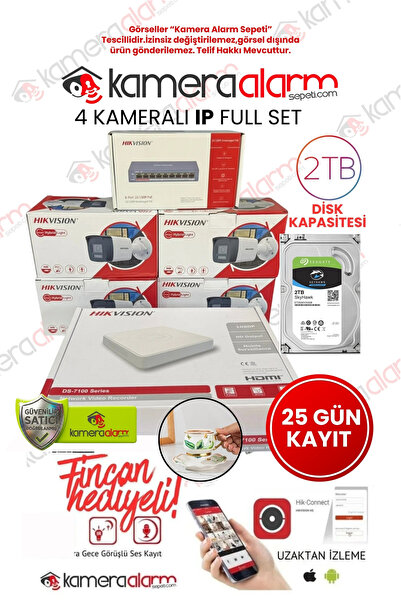 Hikvision SESLI 4 LÜ İP KAMERA SET