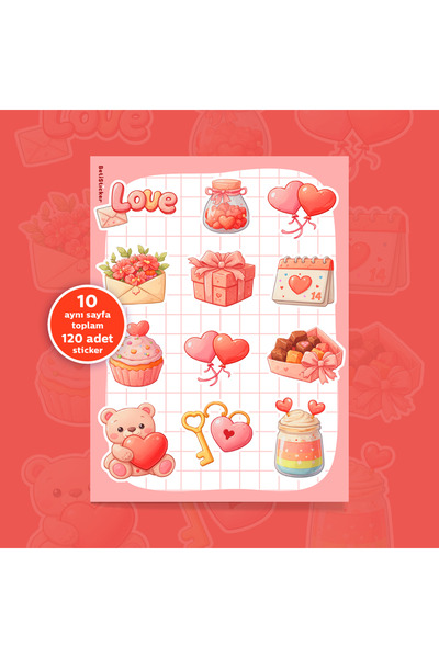 To Design Lab Love Valentine's Day Kawaii Sticker 10 Same Pages/120 Stickers