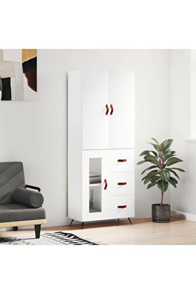 Concept Dulap înalt, alb, 69,5x34x180 cm, lemn compozit