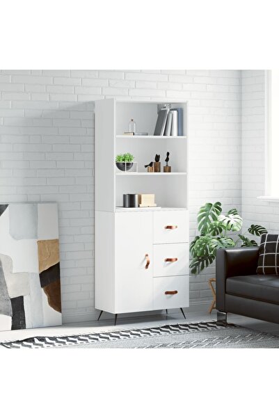 Concept Dulap înalt, alb, 69,5x34x180 cm, lemn compozit
