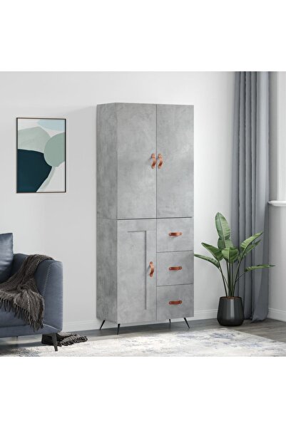 Concept Dulap înalt, gri beton, 69,5x34x180, lemn compozit