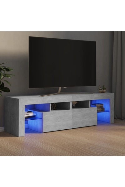 Concept Comodă TV cu lumini LED, gri beton, 140x36,5x40 cm