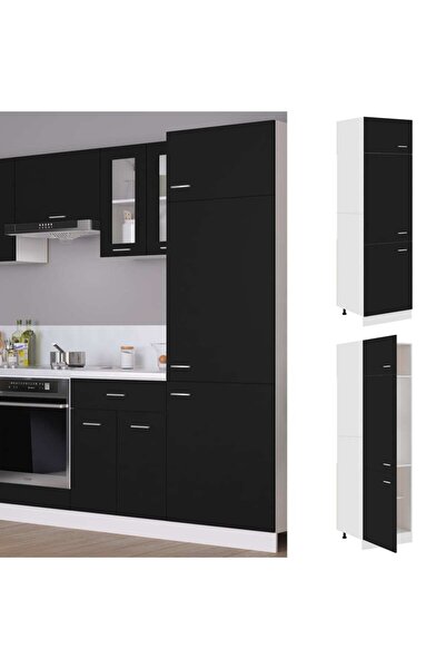 Concept Dulap pentru frigider, negru, 60 x 57 x 207 cm, PAL