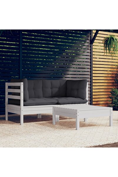 Concept Set mobilier de grădină cu perne antracit, 3 piese, lemn pin